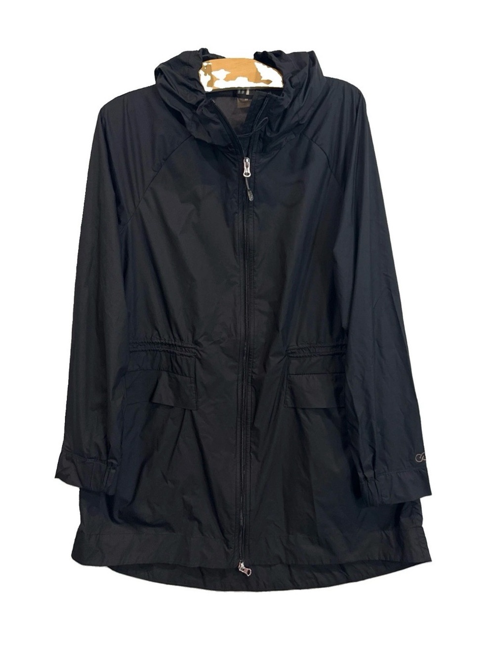 Calia Womens Nylon Anorak Hooded Jacket Black Sz M